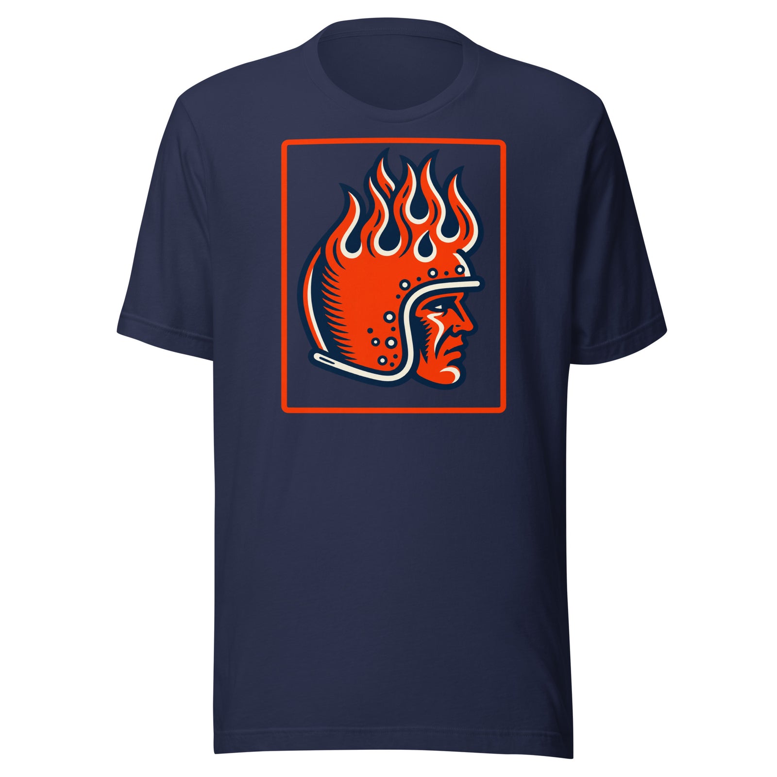 Flaming Helmet Racer Vintage Graphic Shirt Graphic Tee — front view