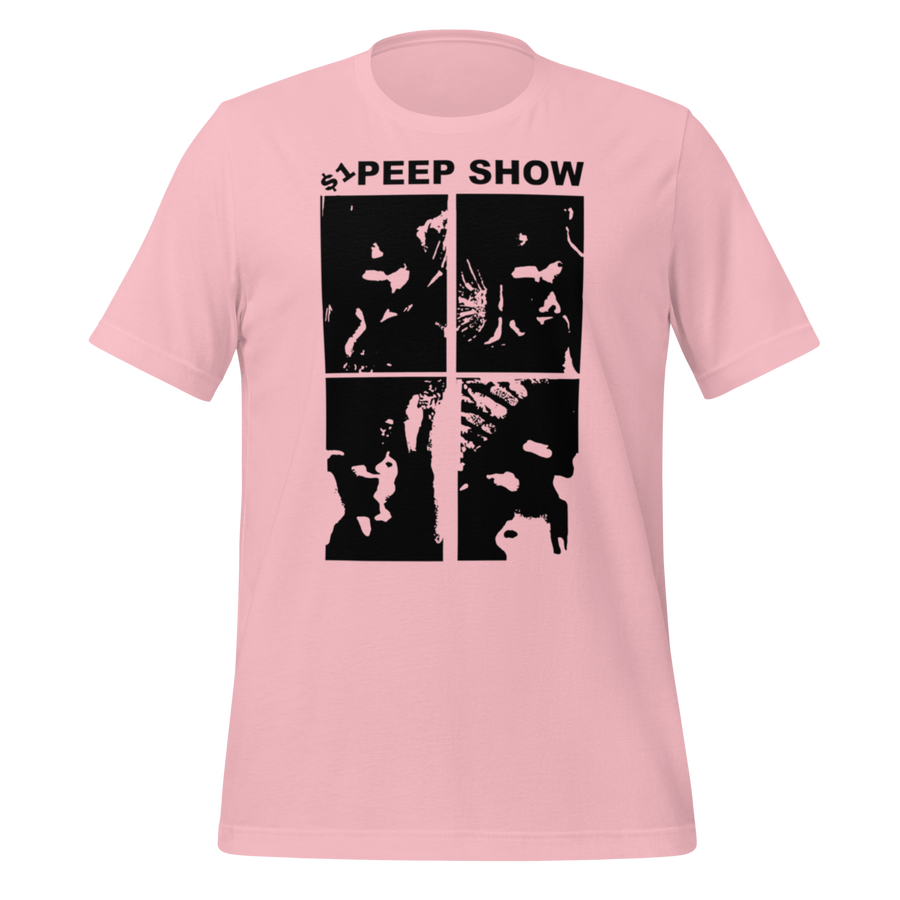 $1 Peep Show Pink T-Shirt - pink shirt mock up Pink Lil Peep Tribute Tee — back view