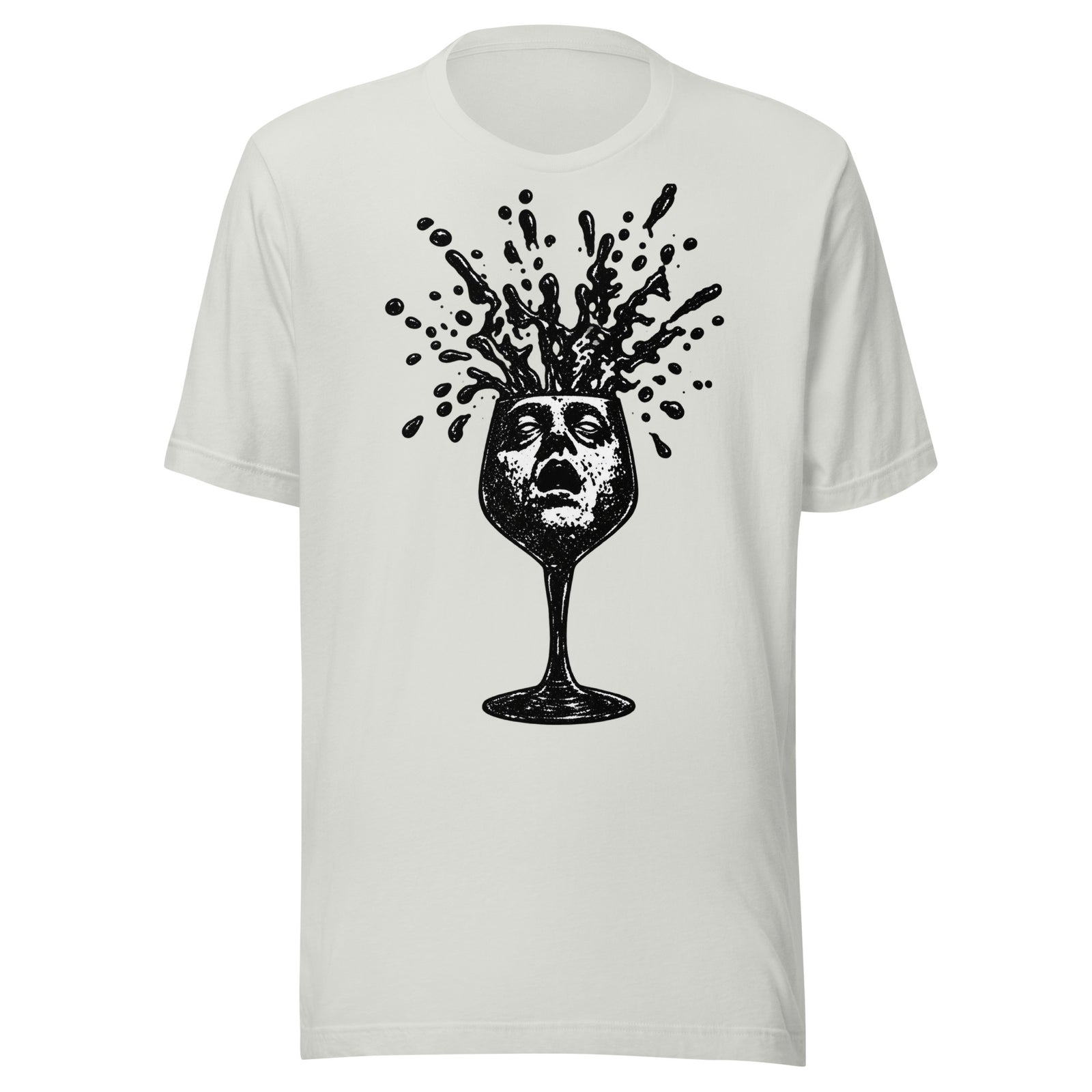 Wine Time Face in Glass Exploding Wine Graphic T-Shirt Graphic Tee — view 7