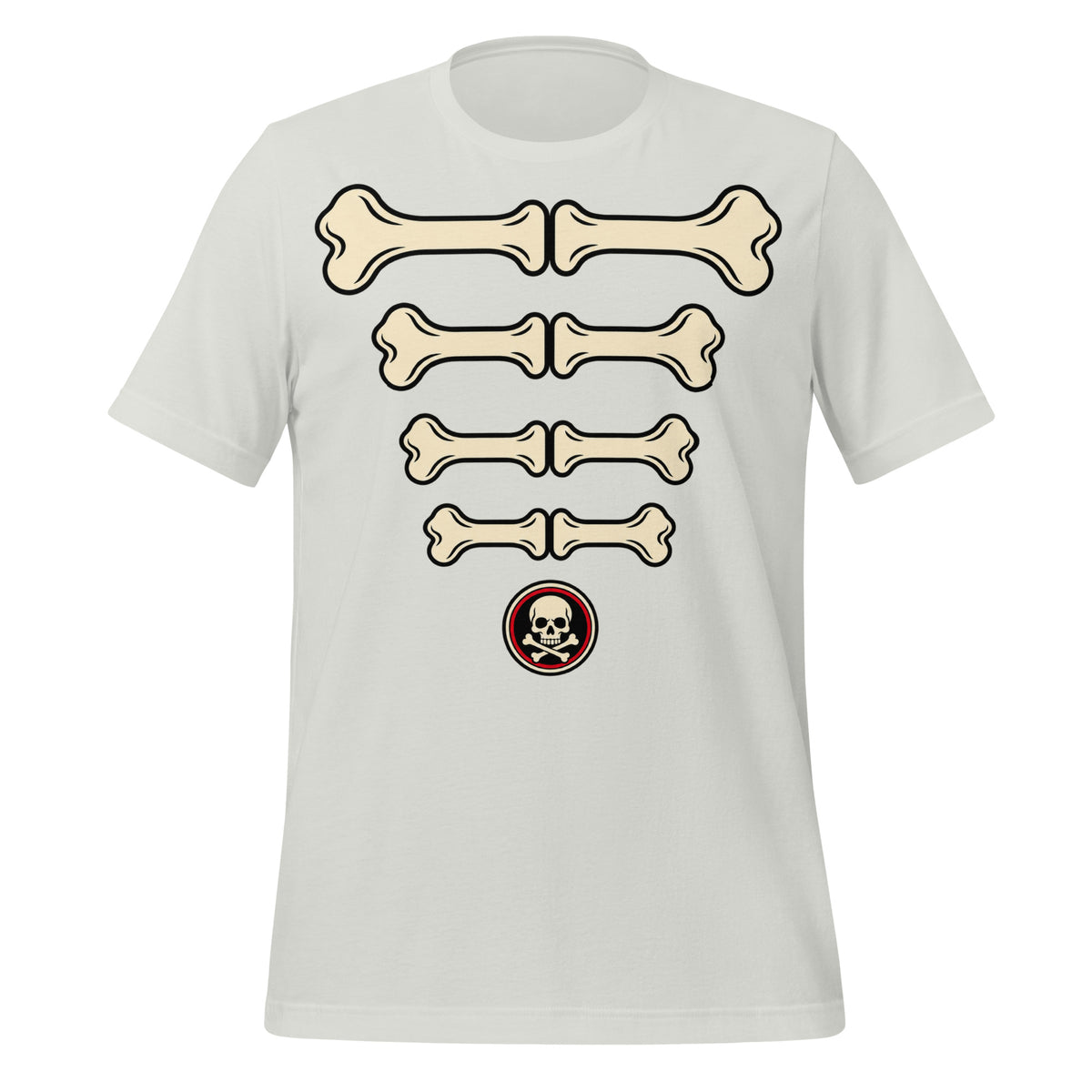 Bare Bones Ribs Stacked Skeleton T-Shirt Graphic Tee — back view