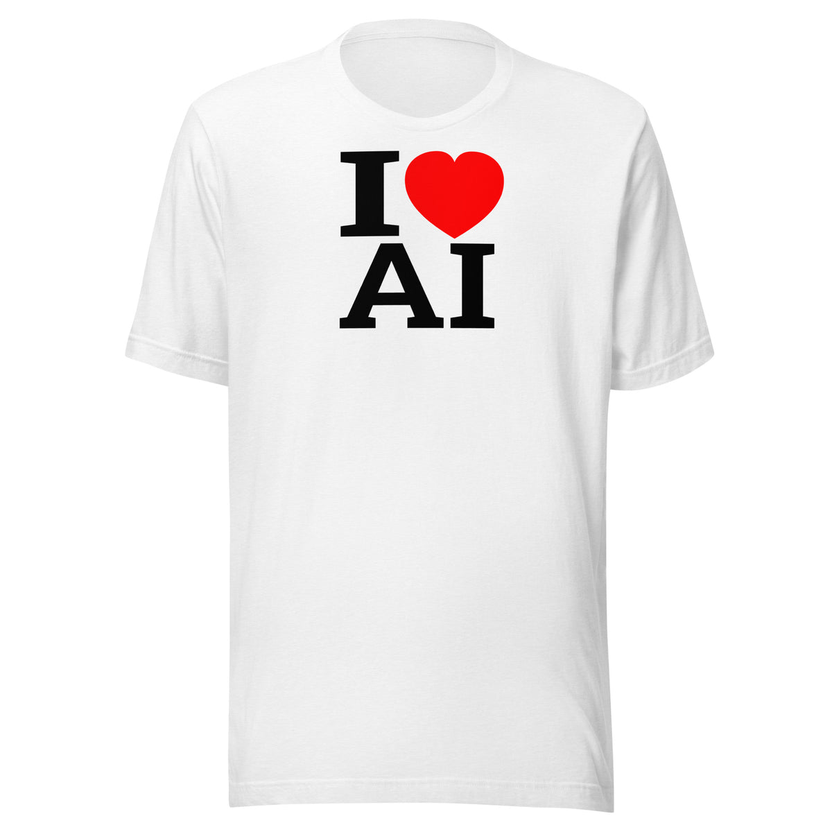 white tshirt with I Heart AI words on front design Graphic Tee — front view