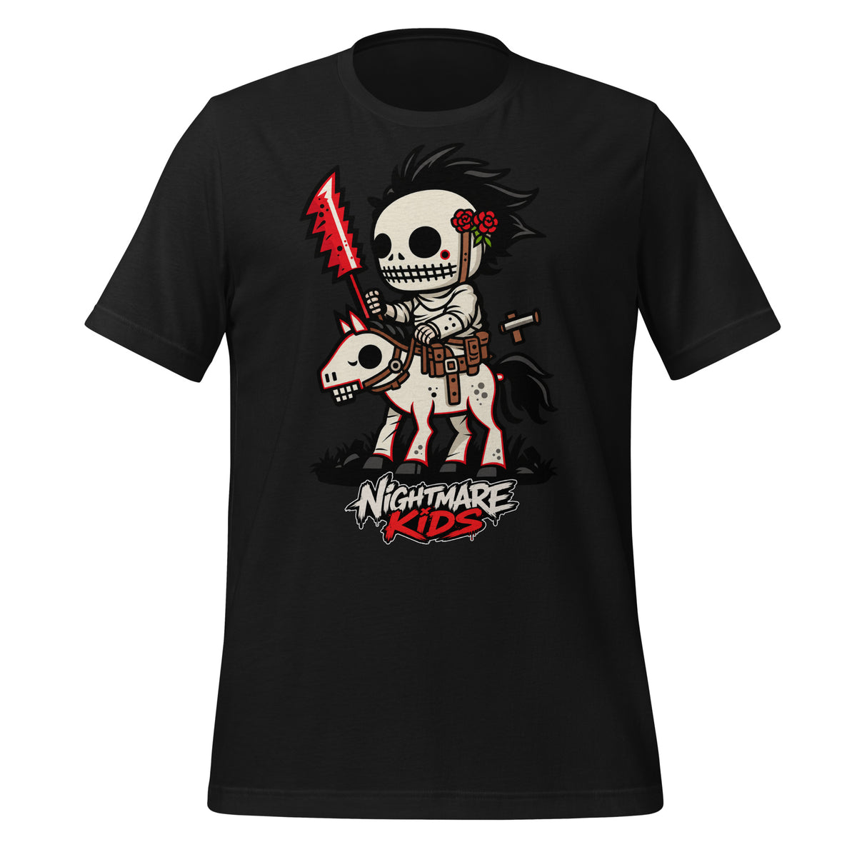 Rosie Bones Nightmare Kids Skeleton Rider Shirt Graphic Tee — back view