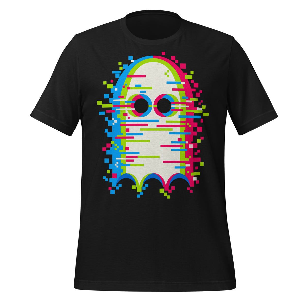 Glitch'd Pixel Ghost Error Shirt Graphic Tee — front view