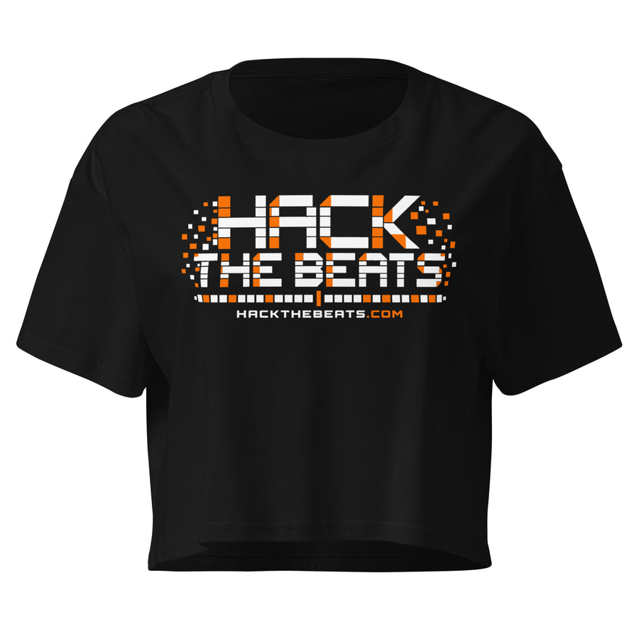 Hack the Beats Music By Code Women’s Crop Top graphic tee — back view