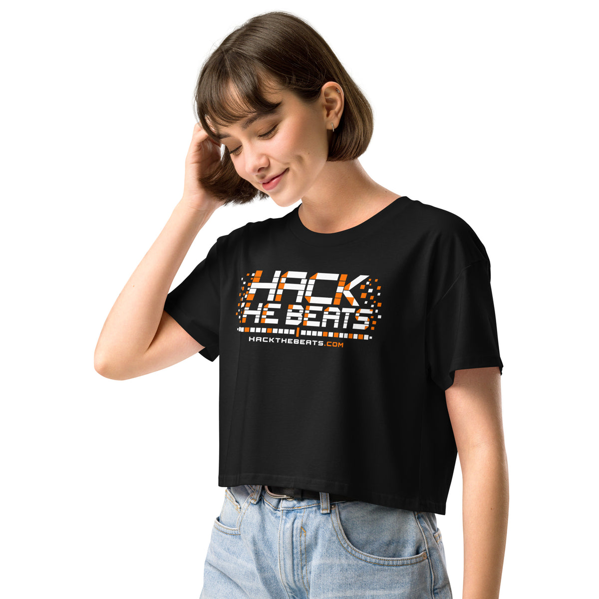 Hack the Beats Music By Code Women’s Crop Top Graphic Tee — view 3